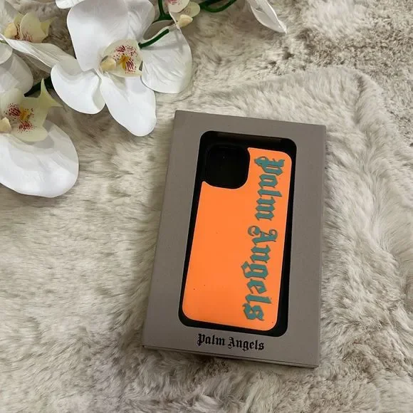 Palm Angels Logo Print iPhone 12 Case Orange Green