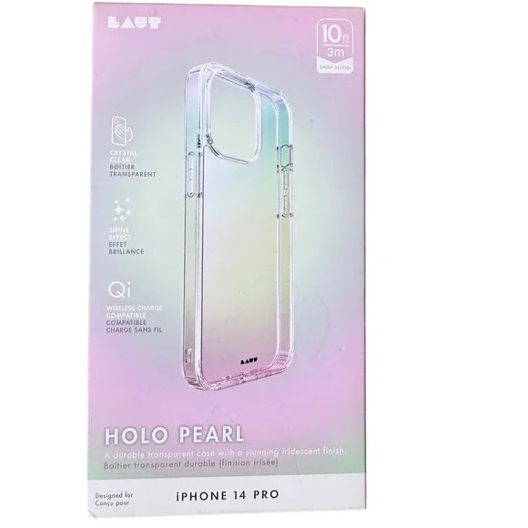LAUT Holo Pearl iPhone 14 Pro Case Iridescent Clear‎ Protective Cover 10ft Drop