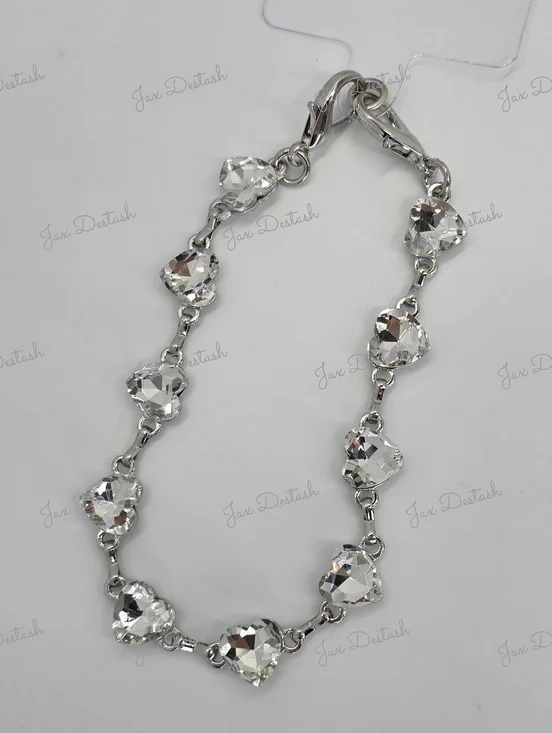 Silver Crystal Heart Phone/Purse/Key Lanyard CH4365