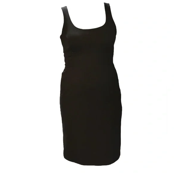 NY&Co Black Stretch Shift Dress Sleeveless Bodycon Midi Size 2