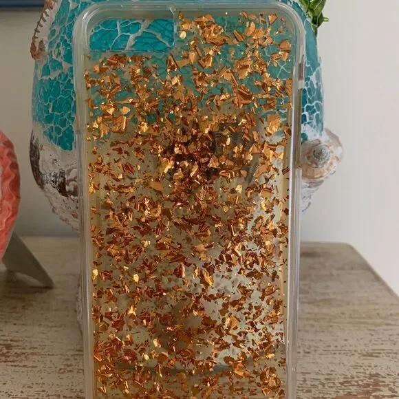 𝅺apple IPHONE 6S MAX HARD GOLD DUST INFUSED CASE