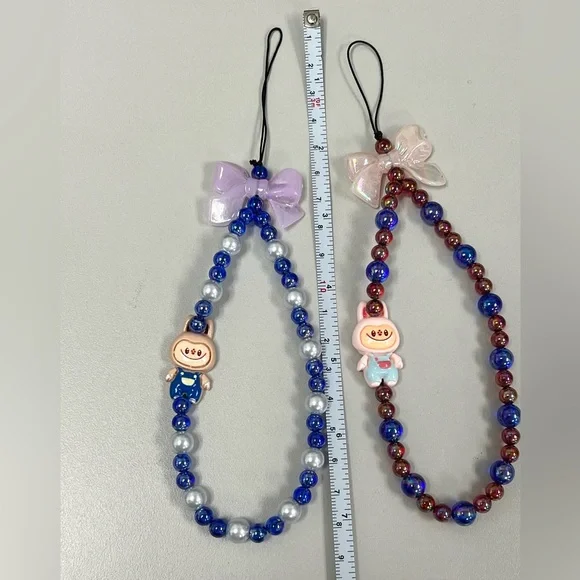 THE FAMOUS LABUBU Beaded Charm Bracelet - Blue and Red/Blue