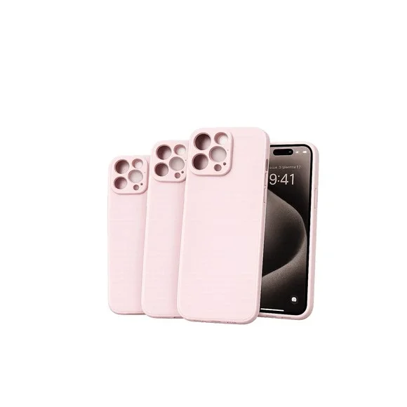 Set of 3 iPhone 15 Pro Max Liquid Silicone Cases Pink Slim Cover
