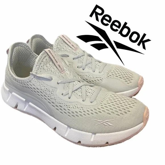Reebok Zig Sky Running Sneakers Light Gray/Pink Lightweight Sz 8.5 Athletic Core
