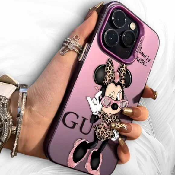 Cartoon Chic Design Stylish Pink Glossy iPhone Case iPhone 14 Pro Max