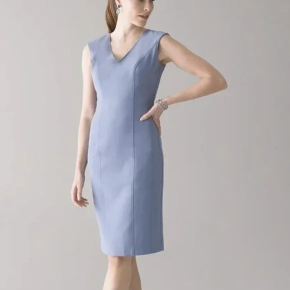 White House Black Market Light Blue Comfort Stretch Sheath Dress