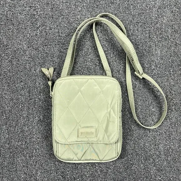Vera Bradley Green Quilted Small Crossbody with Zip Magnetic Closure, ID Window