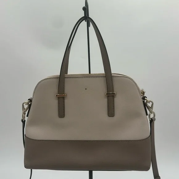 Kate Spade Cedar Street Maise Leather Shoulder Bag Cream Muted Gray w/ SH Strap