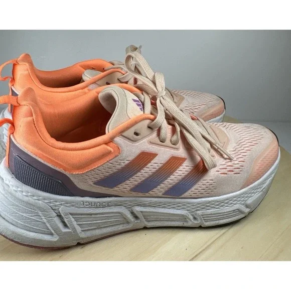 Adidas‎ Questar Running Shoes Size 9 Orange Gray Mesh Trainers Sneakers Women's
