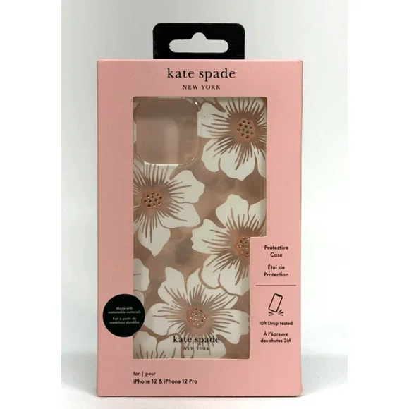 Kate Spade New York Protective Case iPhone12 &12 Pro Floral White Rhinestone