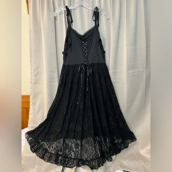Women's Scarlet Darkness Lace Spagetti Strap Lined Gothic Style Dress