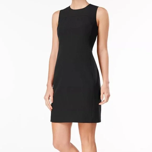 Anne Klein Executive Collection Sleeveless Sheath Dress Black Womens‎ Petite 6P