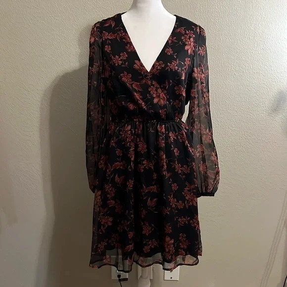 Cupshe Floral Print Long Peasant Sleeve Dress SZ M