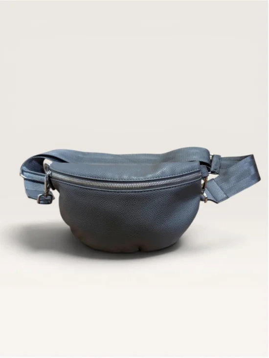Von Lamezan Gray Pebbled Crossbody Bag Fanny Pack Vegan Faux Leather