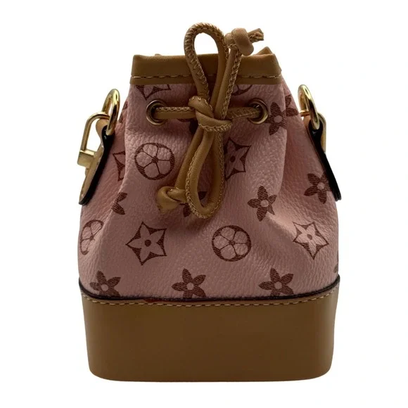 Pink Monogram Bucket‎ Mini Bag Small Cute Drawstring Purse