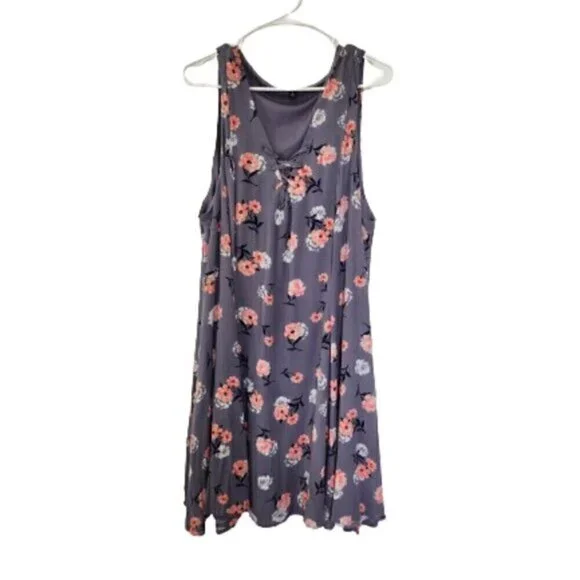 Torrid Flowy Mini Challis Floral Drawstring Corset Swing Dress