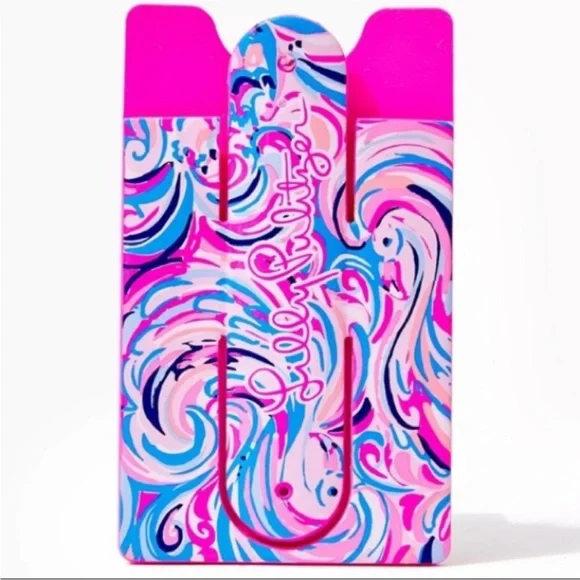 NWT Lilly Pulitzer Phone Card Case Raz Berry Flamingoals