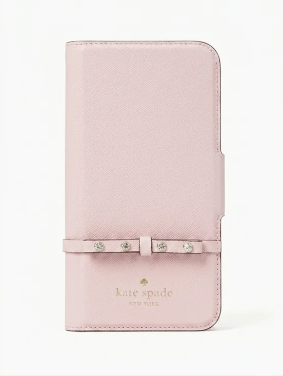kate spade Jeweled Bow Wrap Folio iPhone Case In Pink Blush~Like New