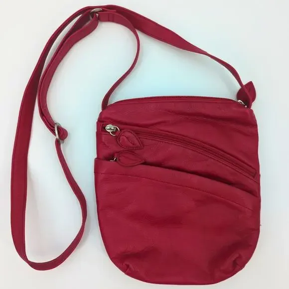 Osgoode Marley Bag Red Crossbody Leather Leaf Artisan