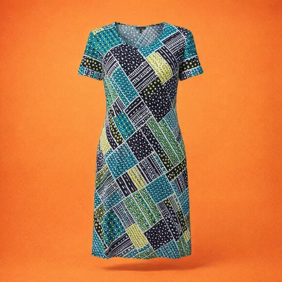 Sami & Jo Dress Geometric Abstract Midi Sz L Fairy Grunge Swiss Dot artsy BOHO