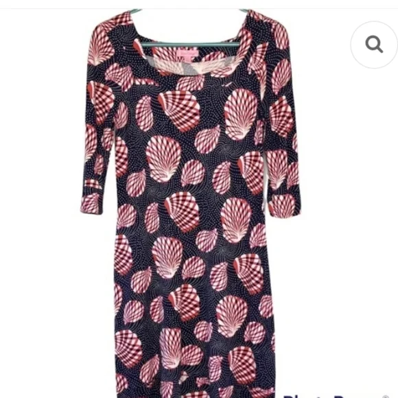 Lily Pulitzer KARI seashell Rayon Dress Size Small Navy & Pink