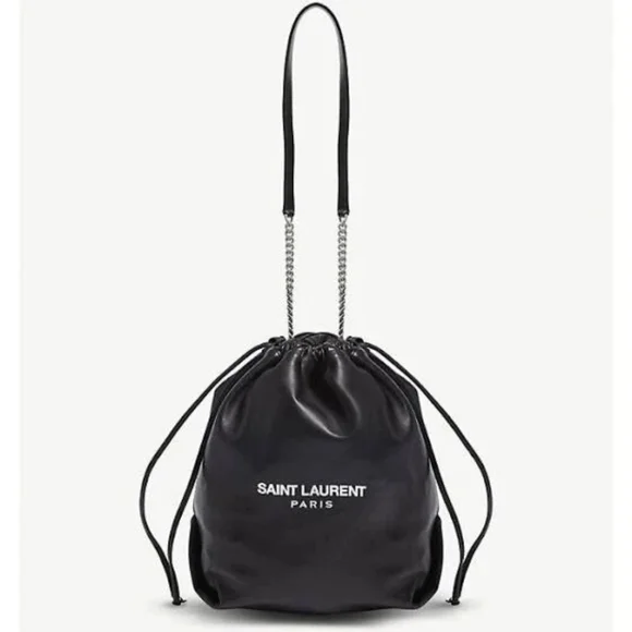 Saint Laurent Black Leather Teddy Bucket Bag