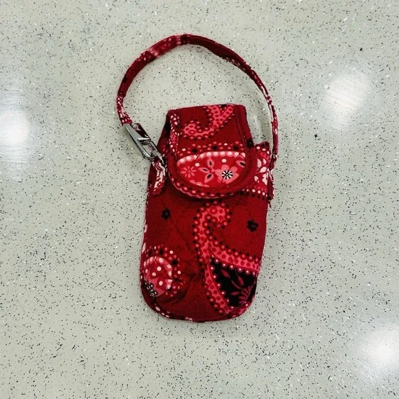 Vera Bradley~Cell Phone Case~Clip On~Red Paisley‎ Bandanna~Quilted Cotton