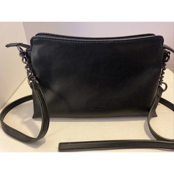 Simply Vera Wang Adrienne Top Zip Black Chain Strap Crossbody Bag