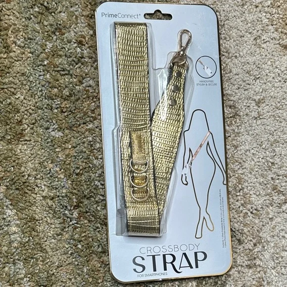 Crossbody Strap for Smartphones or Crossbody Bags Gold Embossed Guitar Strap NWT