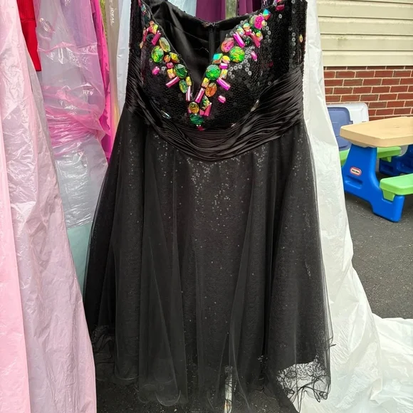 Mac Duggal Black Dress with Colorful Accents