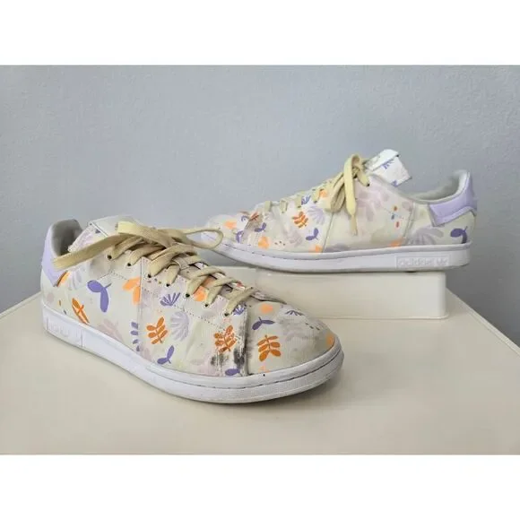 Adidas Stan Smith Women’s 10.5 Floral Pastel Canvas Sneakers Boho Streetwear