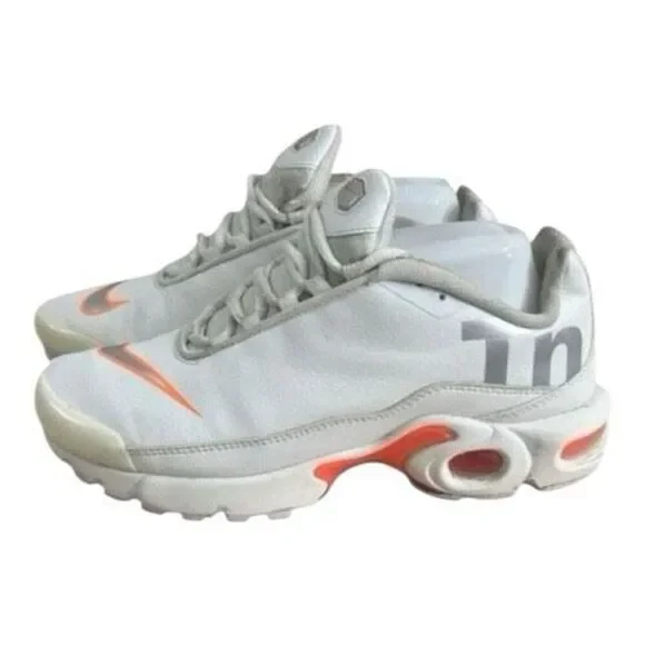 Nike Air Max Plus TN SE GS Kids Sneakers Size 7Y White Silver Orange AR0005-100
