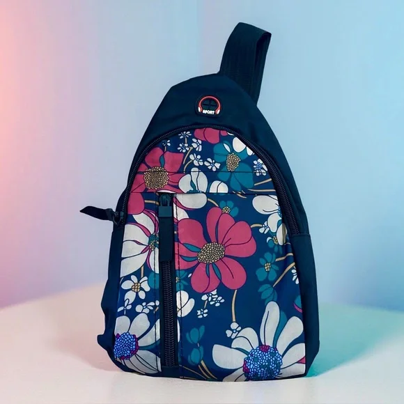 Floral Crossbody Chest Bag Zipper Pocket