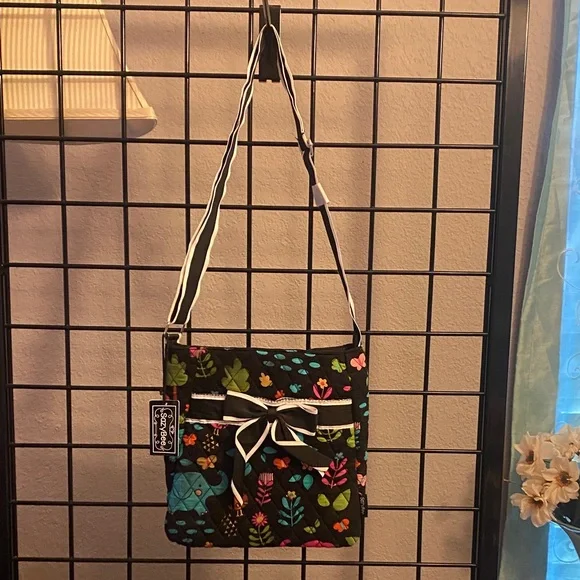 Charming Black Floral Crossbody Bag