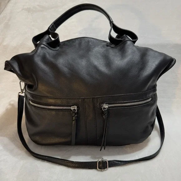 Laura DiMaggio Milano Black Leather Tote Bag Italy Crossbody Slouchy Large