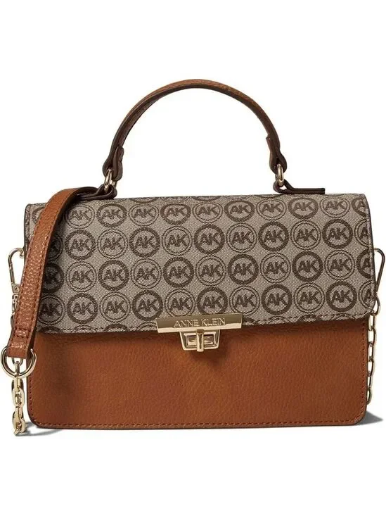 Anne Klein Brown Tan Logo Crossbody Shoulder Bag