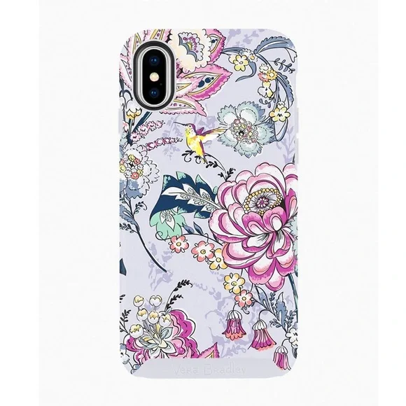 NWT $34 Vera Bradley Floral Hybrid Phone Case Hummingbird Park Pattern X/XS