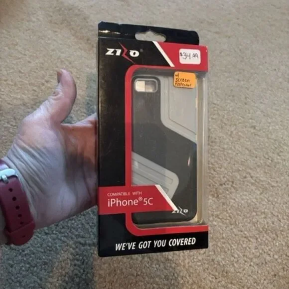 Zizo Rugged IPhone 5C Black & Gray Phone Case With Screen Protector *New*