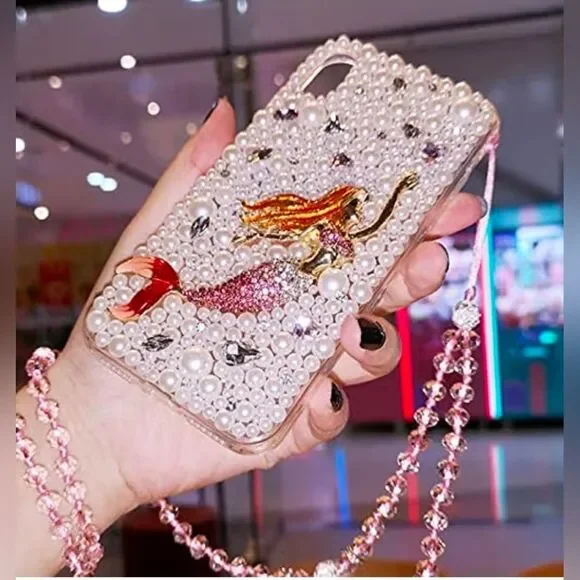 Mermaid Pearl Phone Case - Pink and Gold For Samsung Galaxy S22