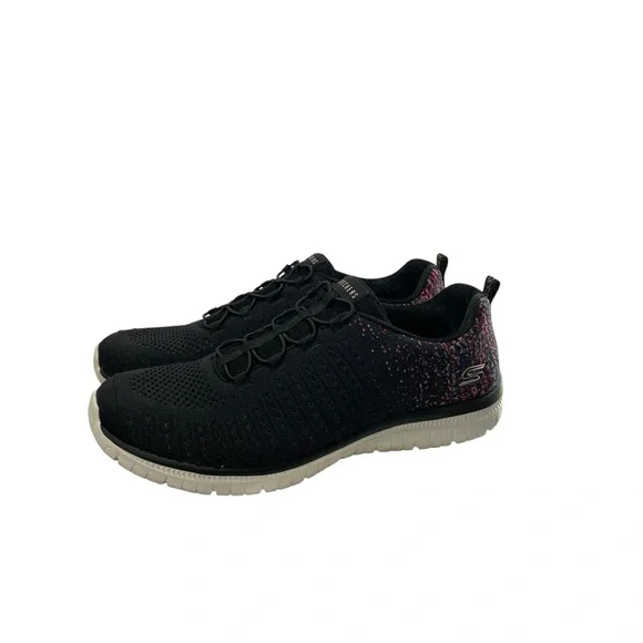 Skechers Virtue Memory Foam Wide‎ Fit Womens 11 Black Comfort Sports Running