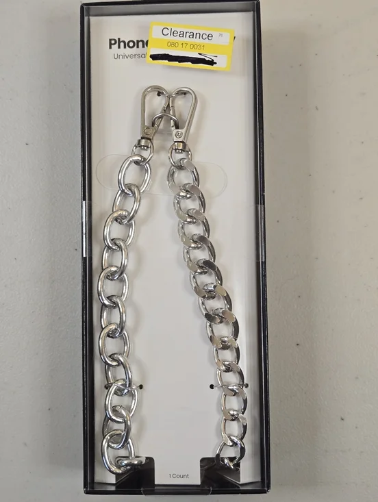 NWT Crossbody Phone Strap Silver Tone Mixed Link Chain