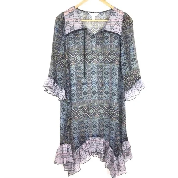 Sun & Shadow Dress Nordstrom Green Blue Women’s Size XS Southwestern Boho
