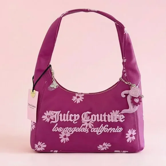 Juicy Couture Hot Pink Daisy Hobo Shoulder Bag