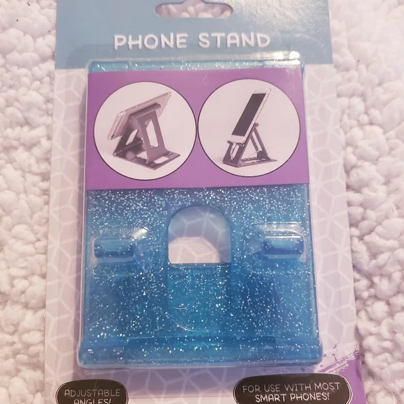 Blue Glitter Trifold Phone Holder. NWT