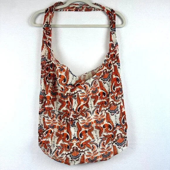 Free People Resusable Canvas Tote Bag Shoulder Boho Geo Farmhouse Beach Large