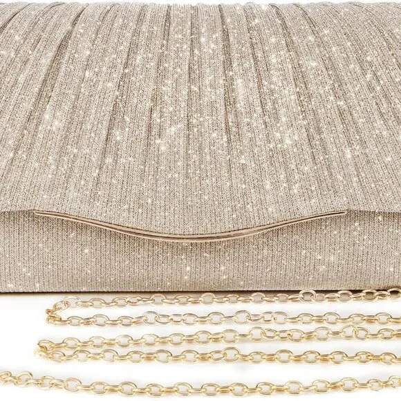 Clutch Purse Satin Sequins Women's Evening Bag Crossbody Formal Party