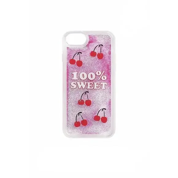 Clear Glittery Liquid Cherries 100% Sweet iPhone Case iPhone 6, 7, 8, 9, 10, 11