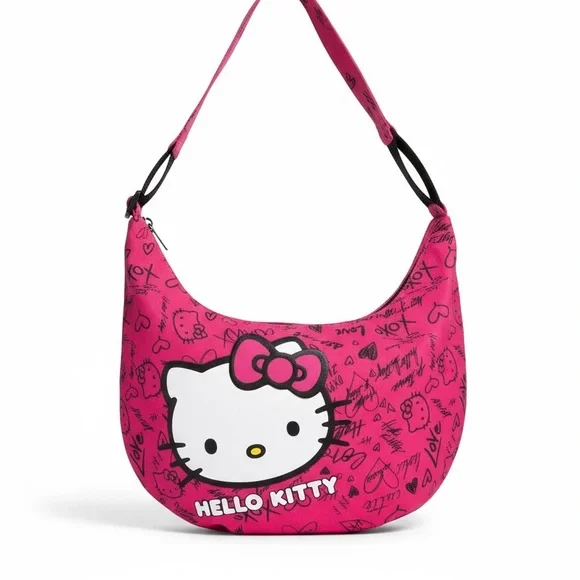 Hello Kitty Hot Pink Shoulder Bag | Sanrio‎ Purse Zip Handbag | Y2K Style