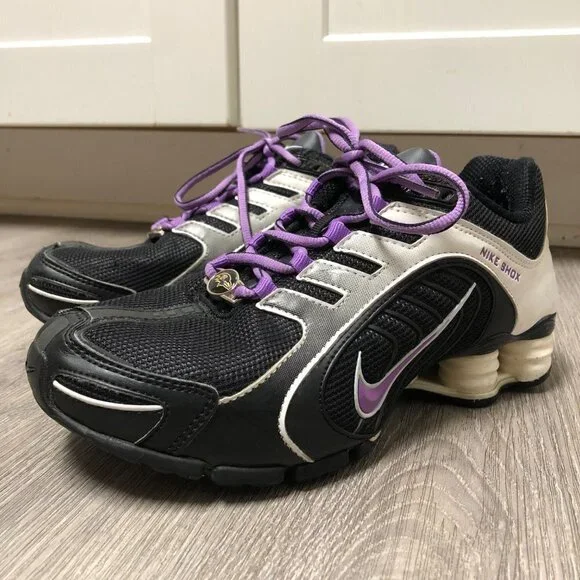 Nike Shox Running Shoes Women's Size 5.5 Purple White Black Sneakers Ravens