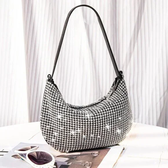 MONTANA WEST Sparkly Rhinestone Clutch Shoulder Hobo Bag NWT